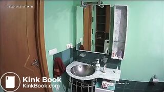 Sexy Blonde Strikes Again On The Toilet