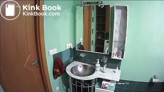 Sexy Blonde Strikes Again On The Toilet