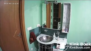 Sexy Blonde Strikes Again On The Toilet