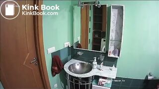 Sexy Blonde Strikes Again On The Toilet