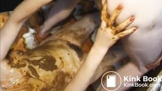 Dark haired babe fucking hard with poo