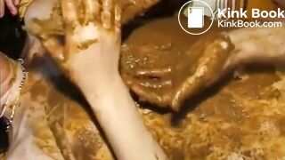 Dark haired babe fucking hard with poo