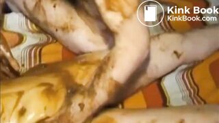 Dark haired babe fucking hard with poo