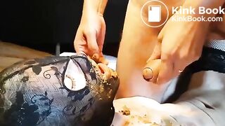 She takes a shitty cock in mouth Part1