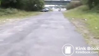 Shit in blue heels, dressed and then thrown away