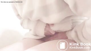 Jap girl having stomachache in toilet 2