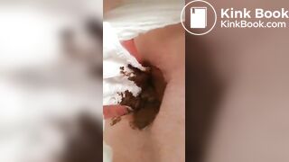 Gf running around in day old diaper poop