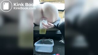 Girl pooping in a car
