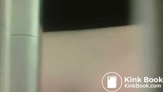 Gym staff with nice ass on the toilet