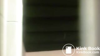 Gym staff with nice ass on the toilet