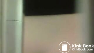 Gym staff with nice ass on the toilet