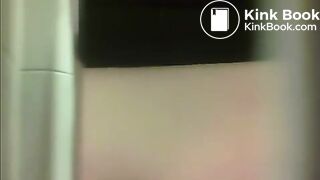 Gym staff with nice ass on the toilet