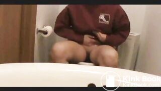 pooping and straining on the pot