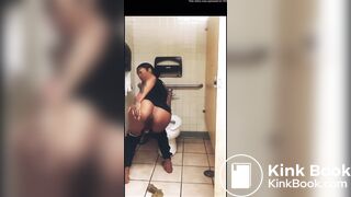 Ebony girl shitting on floor of public bathroom