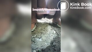 Indonesian girl pooping outdoor