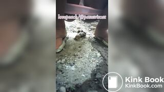 Indonesian girl pooping outdoor