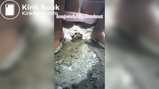 Indonesian girl pooping outdoor