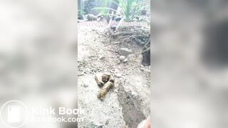 Indonesian girl pooping outdoor