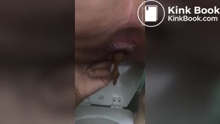 Milf squats over toilet to drop a two day load