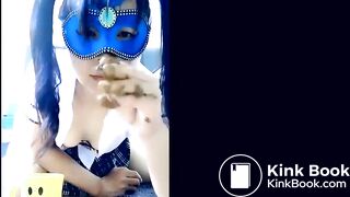 hungry girl devouring her poop