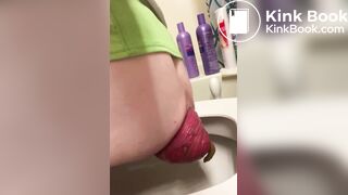 Woman with Huge Prolapse Pooping