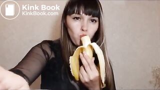 girl eating scat banana