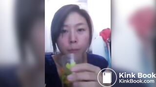 Chinese girl smears and eats her shit