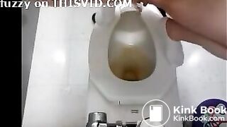 Sexy young lady pees and craps