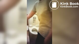 Asian woman taking a shit in restroom - video 2