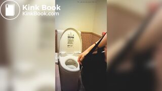 Asian woman taking a shit in restroom - video 2