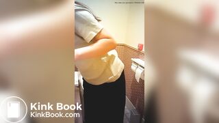 Asian woman taking a shit in restroom - video 2