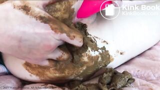 when masturbating, the girl squirts, poops and gets an