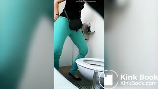Girl poops in public toilet - video 3