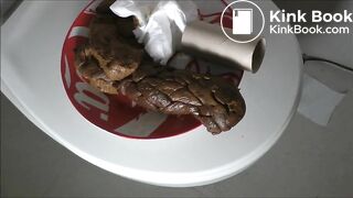 Girl in pink thong shits