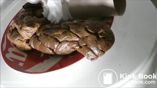 Girl in pink thong shits