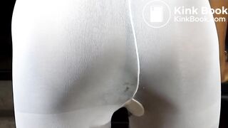 Ebony shit in pantyhose