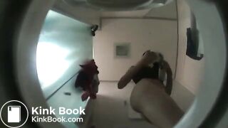 cute girl dropping logs in the toilet and sink