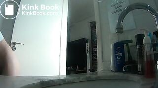 cute girl dropping logs in the toilet and sink