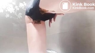 Black satine panty poop
