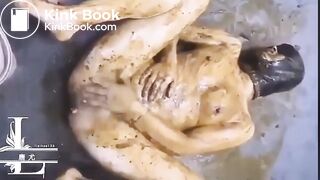 Toilet girl covered with shit