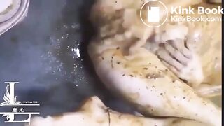 Toilet girl covered with shit