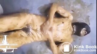 Toilet girl covered with shit