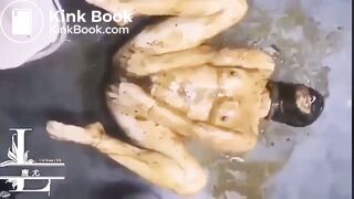 Toilet girl covered with shit