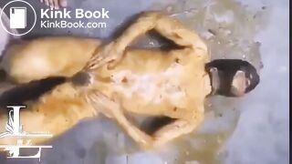 Toilet girl covered with shit