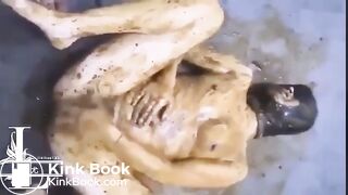 Toilet girl covered with shit