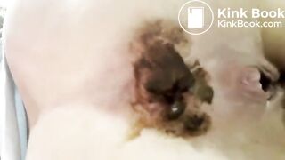 Blonde piss, shit, grool and masturbate