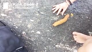 she got an orgasm on the beach and left her shit there