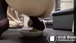 Slave eat shit from plate