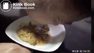 Slave eat shit from plate