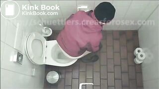 Woman has diarrhea in public toilet in cafe